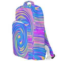 Cool Abstract Pink Blue And Yellow Twirl Liquid Art Double Compartment Backpack