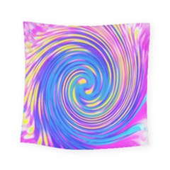 Cool Abstract Pink Blue And Yellow Twirl Liquid Art Square Tapestry (small) by myrubiogarden