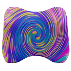 Cool Abstract Pink Blue And Yellow Twirl Liquid Art Velour Head Support Cushion by myrubiogarden