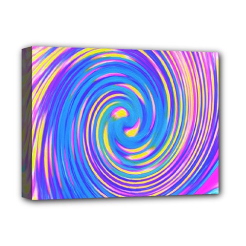 Cool Abstract Pink Blue And Yellow Twirl Liquid Art Deluxe Canvas 16  X 12  (stretched)  by myrubiogarden