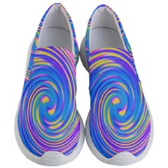 Cool Abstract Pink Blue And Yellow Twirl Liquid Art Women s Lightweight Slip Ons by myrubiogarden