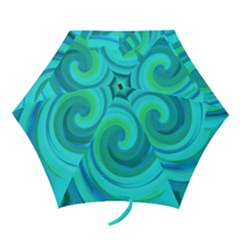 Groovy Cool Abstract Aqua Liquid Art Swirl Painting Mini Folding Umbrellas by myrubiogarden