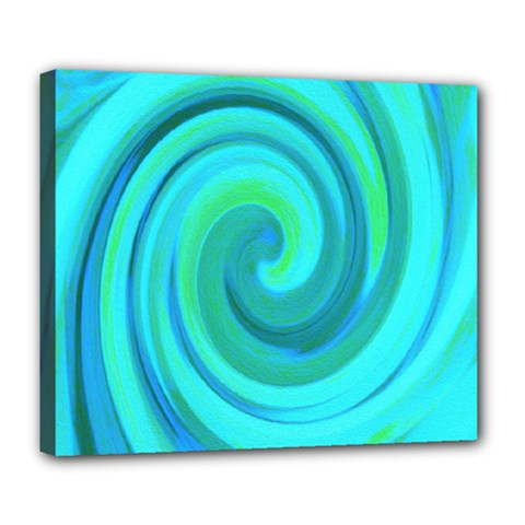 Groovy Cool Abstract Aqua Liquid Art Swirl Painting Deluxe Canvas 24  X 20  (stretched)