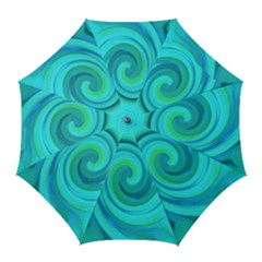 Groovy Cool Abstract Aqua Liquid Art Swirl Painting Golf Umbrellas by myrubiogarden