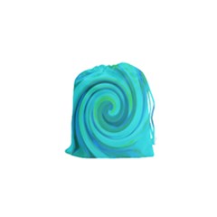 Groovy Cool Abstract Aqua Liquid Art Swirl Painting Drawstring Pouch (xs) by myrubiogarden