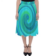 Groovy Cool Abstract Aqua Liquid Art Swirl Painting Classic Midi Skirt