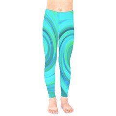 Groovy Cool Abstract Aqua Liquid Art Swirl Painting Kids  Legging by myrubiogarden