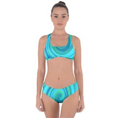 Groovy Cool Abstract Aqua Liquid Art Swirl Painting Criss Cross Bikini Set by myrubiogarden