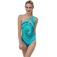 Groovy Cool Abstract Aqua Liquid Art Swirl Painting To One Side Swimsuit