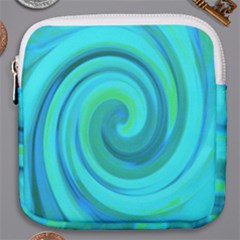 Groovy Cool Abstract Aqua Liquid Art Swirl Painting Mini Square Pouch by myrubiogarden