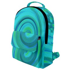 Groovy Cool Abstract Aqua Liquid Art Swirl Painting Flap Pocket Backpack (small) by myrubiogarden