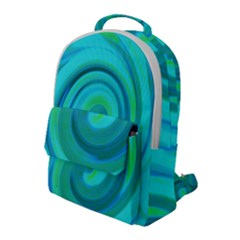 Groovy Cool Abstract Aqua Liquid Art Swirl Painting Flap Pocket Backpack (large) by myrubiogarden