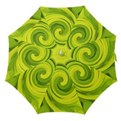 Groovy Abstract Green Liquid Art Swirl Painting Straight Umbrellas by myrubiogarden