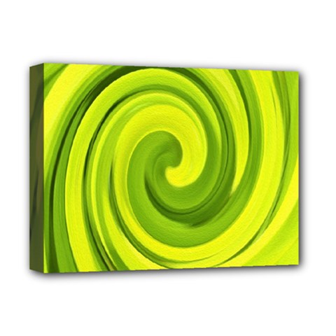 Groovy Abstract Green Liquid Art Swirl Painting Deluxe Canvas 16  X 12  (stretched)  by myrubiogarden