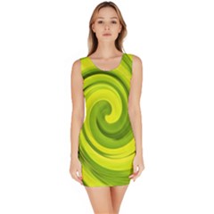 Groovy Abstract Green Liquid Art Swirl Painting Bodycon Dress by myrubiogarden