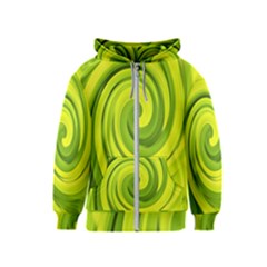 Groovy Abstract Green Liquid Art Swirl Painting Kids  Zipper Hoodie by myrubiogarden