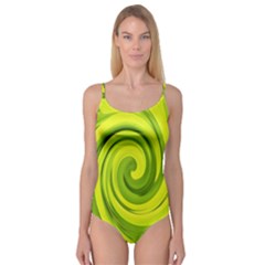 Groovy Abstract Green Liquid Art Swirl Painting Camisole Leotard  by myrubiogarden