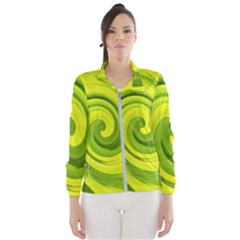 Groovy Abstract Green Liquid Art Swirl Painting Windbreaker (women)