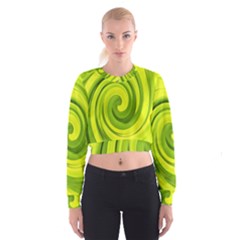 Groovy Abstract Green Liquid Art Swirl Painting Cropped Sweatshirt