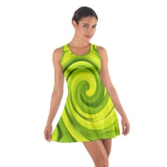 Groovy Abstract Green Liquid Art Swirl Painting Cotton Racerback Dress by myrubiogarden