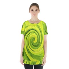 Groovy Abstract Green Liquid Art Swirl Painting Skirt Hem Sports Top