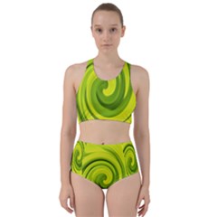 Groovy Abstract Green Liquid Art Swirl Painting Racer Back Bikini Set by myrubiogarden