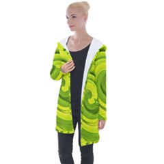 Groovy Abstract Green Liquid Art Swirl Painting Longline Hooded Cardigan