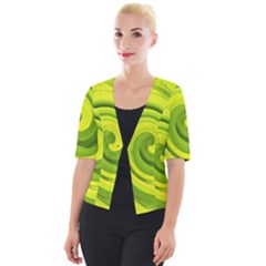 Groovy Abstract Green Liquid Art Swirl Painting Cropped Button Cardigan by myrubiogarden