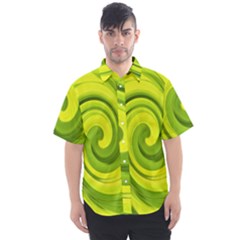 Groovy Abstract Green Liquid Art Swirl Painting Men s Short Sleeve Shirt