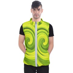 Groovy Abstract Green Liquid Art Swirl Painting Men s Puffer Vest