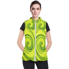 Groovy Abstract Green Liquid Art Swirl Painting Women s Puffer Vest