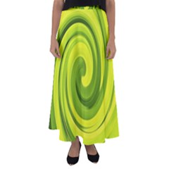 Groovy Abstract Green Liquid Art Swirl Painting Flared Maxi Skirt by myrubiogarden