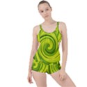 Groovy Abstract Green Liquid Art Swirl Painting Boyleg Tankini Set  View1