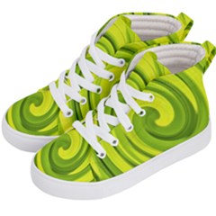 Groovy Abstract Green Liquid Art Swirl Painting Kids  Hi-top Skate Sneakers