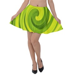 Groovy Abstract Green Liquid Art Swirl Painting Velvet Skater Skirt