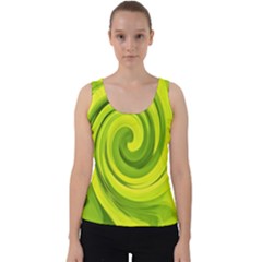 Groovy Abstract Green Liquid Art Swirl Painting Velvet Tank Top