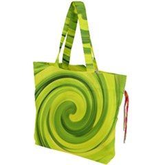 Groovy Abstract Green Liquid Art Swirl Painting Drawstring Tote Bag