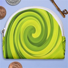 Groovy Abstract Green Liquid Art Swirl Painting Horseshoe Style Canvas Pouch