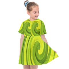 Groovy Abstract Green Liquid Art Swirl Painting Kids  Sailor Dress by myrubiogarden