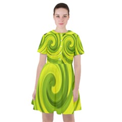 Groovy Abstract Green Liquid Art Swirl Painting Sailor Dress