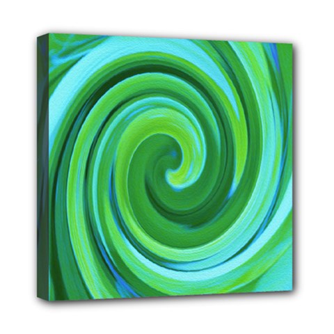 Groovy Abstract Turquoise Liquid Swirl Painting Mini Canvas 8  X 8  (stretched) by myrubiogarden