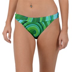 Groovy Abstract Turquoise Liquid Swirl Painting Band Bikini Bottom by myrubiogarden