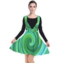 Groovy Abstract Turquoise Liquid Swirl Painting Plunge Pinafore Dress View1