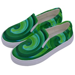 Groovy Abstract Turquoise Liquid Swirl Painting Kids  Canvas Slip Ons by myrubiogarden