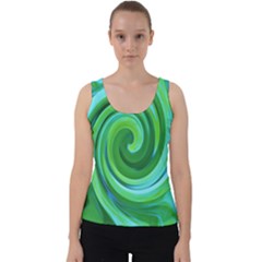 Groovy Abstract Turquoise Liquid Swirl Painting Velvet Tank Top