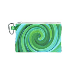 Groovy Abstract Turquoise Liquid Swirl Painting Canvas Cosmetic Bag (small) by myrubiogarden