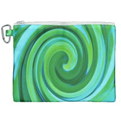 Groovy Abstract Turquoise Liquid Swirl Painting Canvas Cosmetic Bag (xxl)