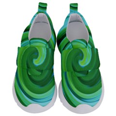 Groovy Abstract Turquoise Liquid Swirl Painting Kids  Velcro No Lace Shoes