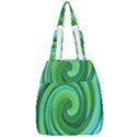 Groovy Abstract Turquoise Liquid Swirl Painting Center Zip Backpack View1