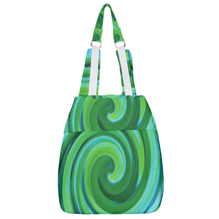 Groovy Abstract Turquoise Liquid Swirl Painting Center Zip Backpack